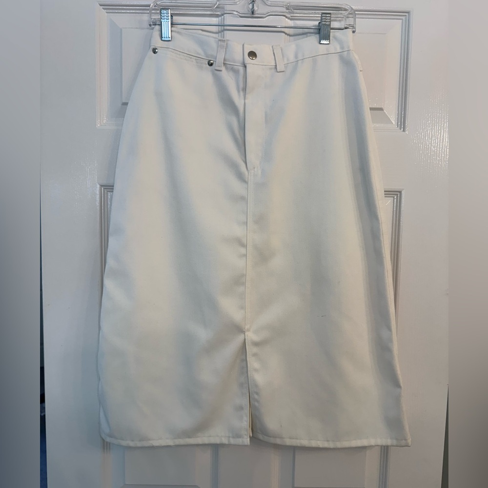 Vintage Pizzazz 70’s White Denim High-Waist Skirt with Western Pockets
